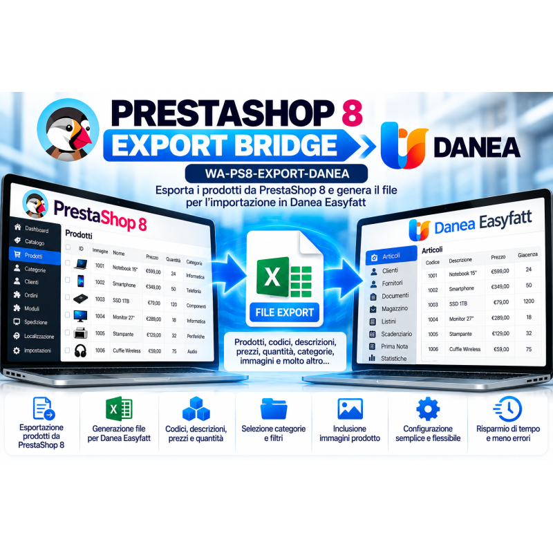 PRESTASHOP 8 EXPORT BRIDGE DANEA